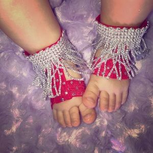 Silver fringe barefoot sandals